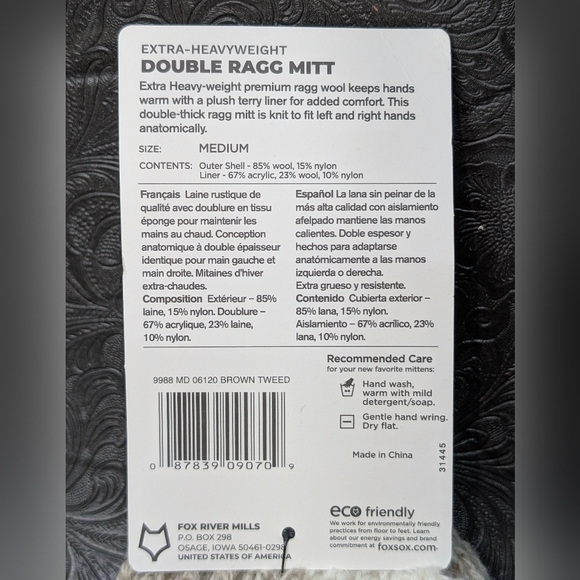 Fox River Cream Ragg Wool Extra Heavyweight Gloves Mittens MEDIUM - Picture 4 of 4